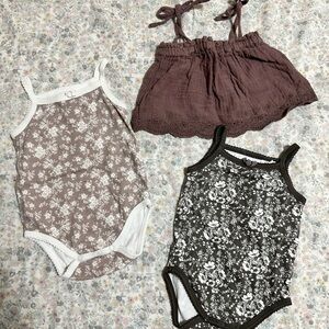 Jamie Kay Floral Kids Matching Set in Brown and Cream